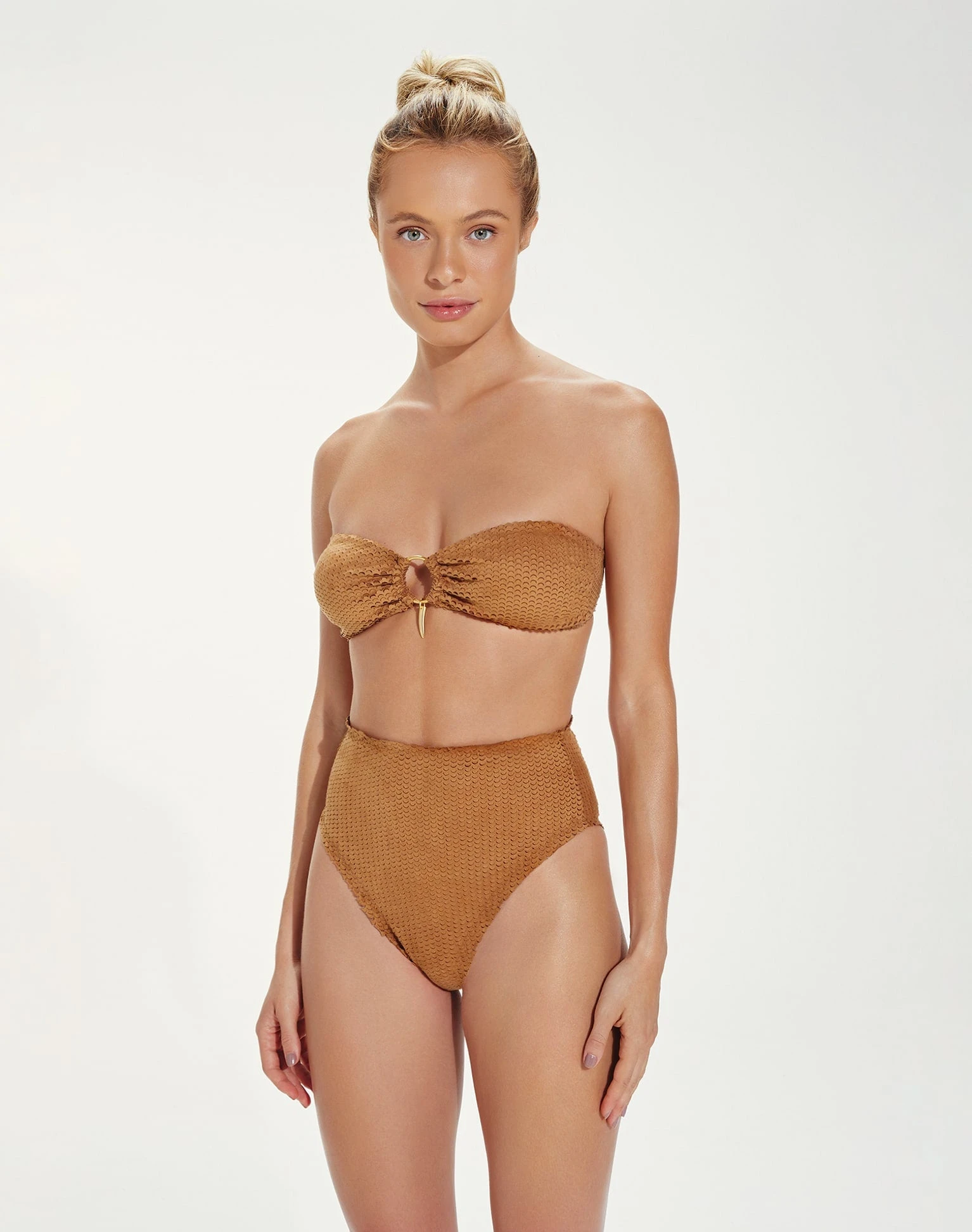 S23 D1 Scales Buttons Hot Pant Bottom - Toffee - Image 2